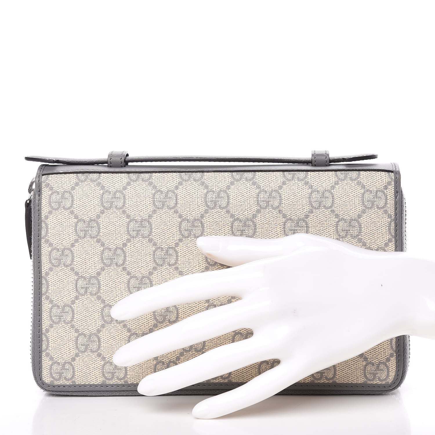 Gucci GG Supreme Monogram Travel Document Case Ecru Grigio 2 of 9