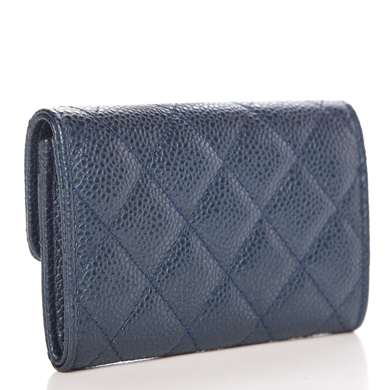 Chanel Metallic Caviar Quilted Flap Card Holder Dark Blue 3 of 11