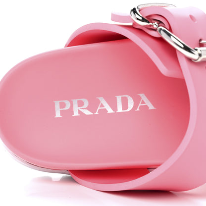 Prada EVA Rubber Buckled Lug Sole 20mm Thong Sandals 37 Begonia 6 of 7