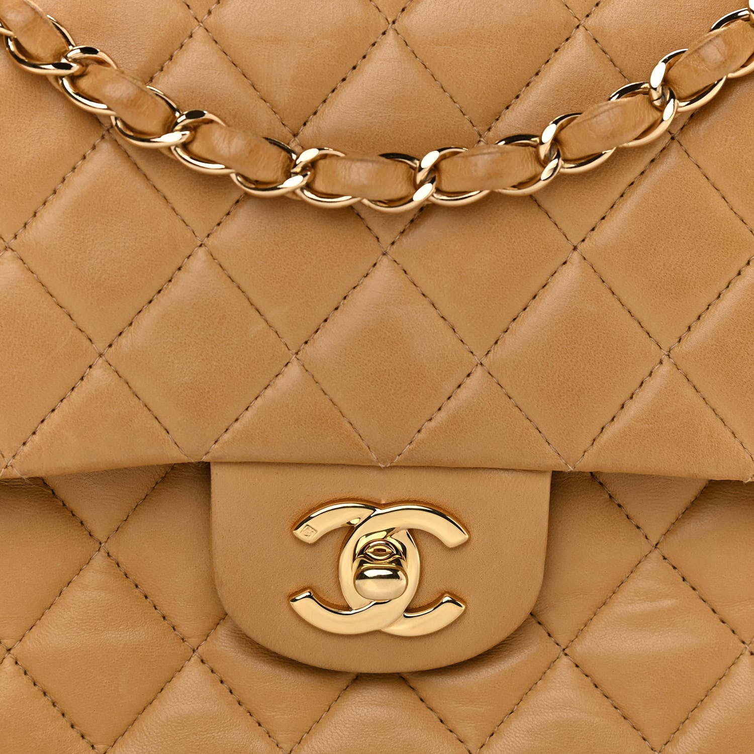 Chanel Lambskin Quilted Medium Double Flap Beige 7 of 15