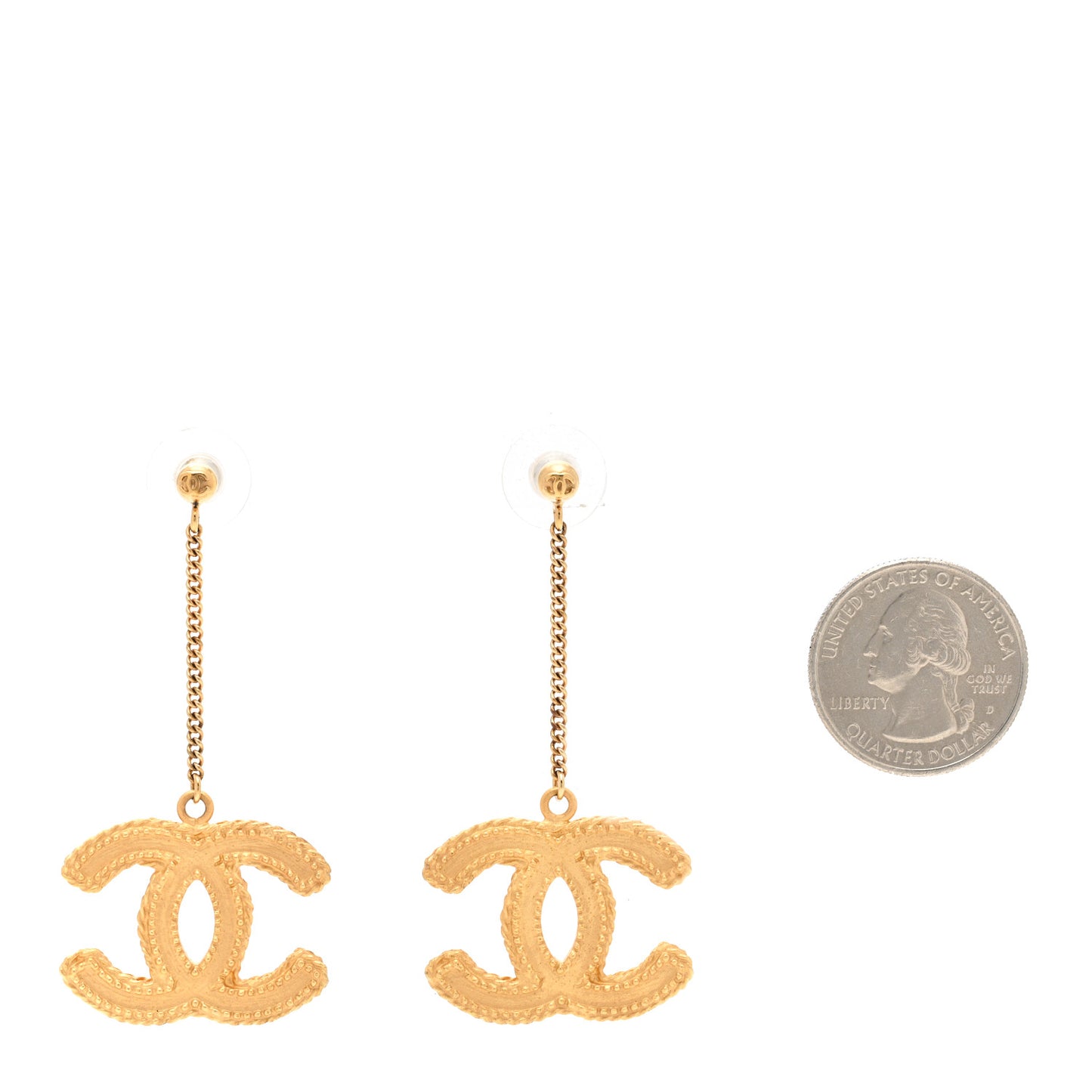 CC Drop Earrings Matte Gold