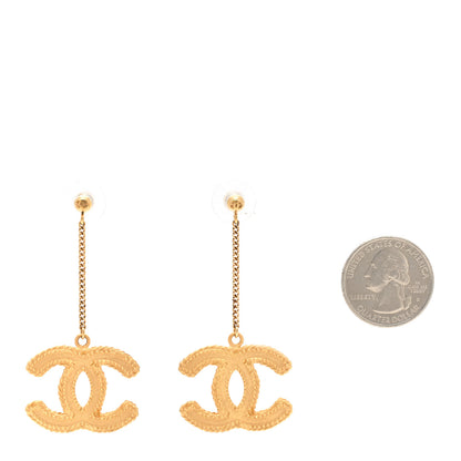 Chanel CC Drop Earrings Matte Gold 2 of 5