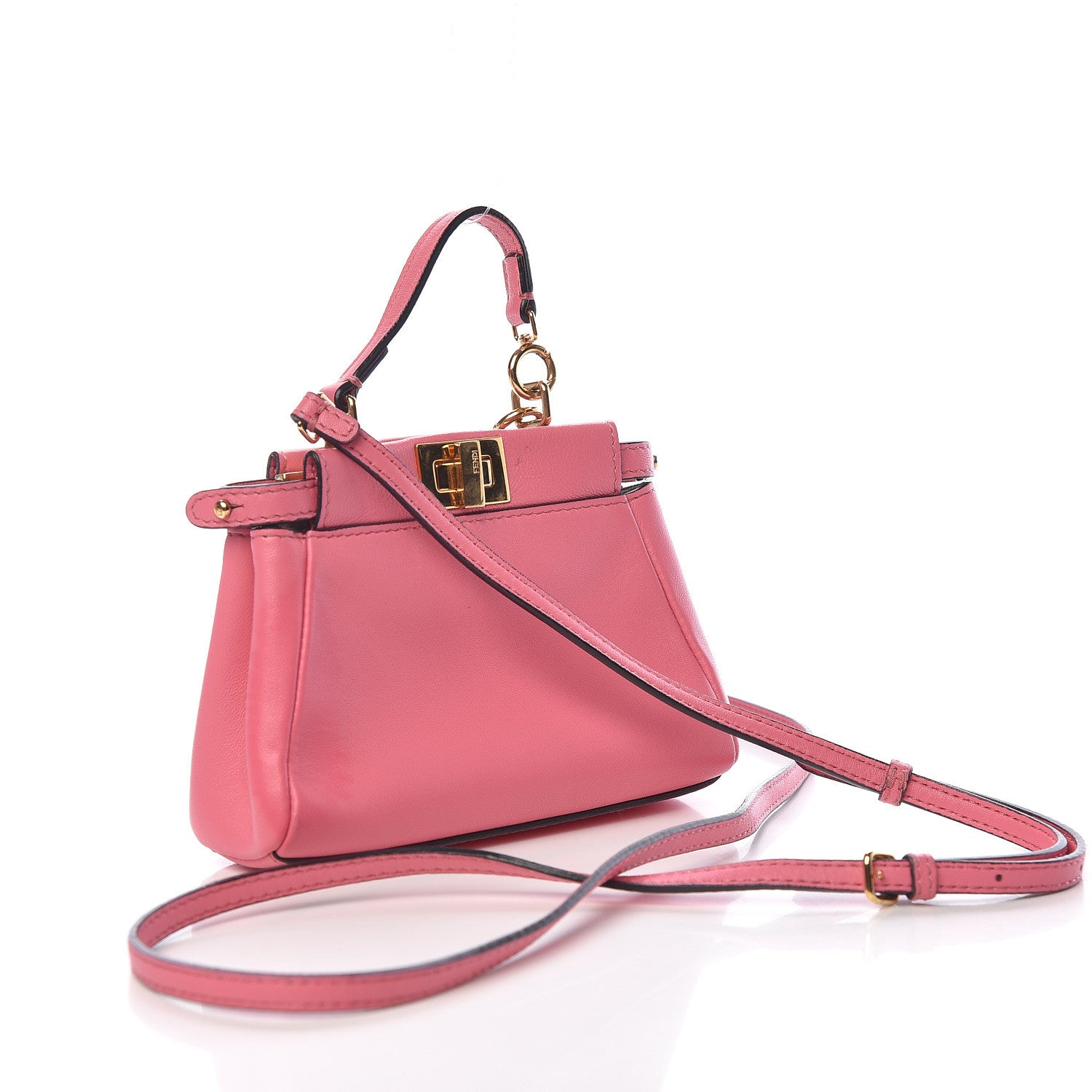 Fendi Shiny Nappa Micro Peekaboo Iconic Satchel Rosa Fluo 3 of 15
