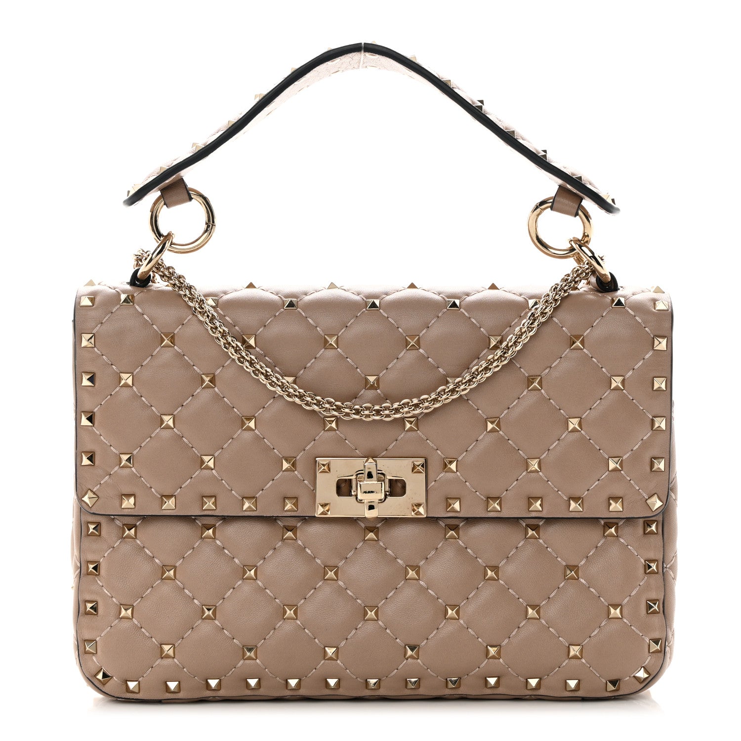 Valentino Garavani Lambskin Medium Rockstud Spike Shoulder Bag Poudre 1 of 15