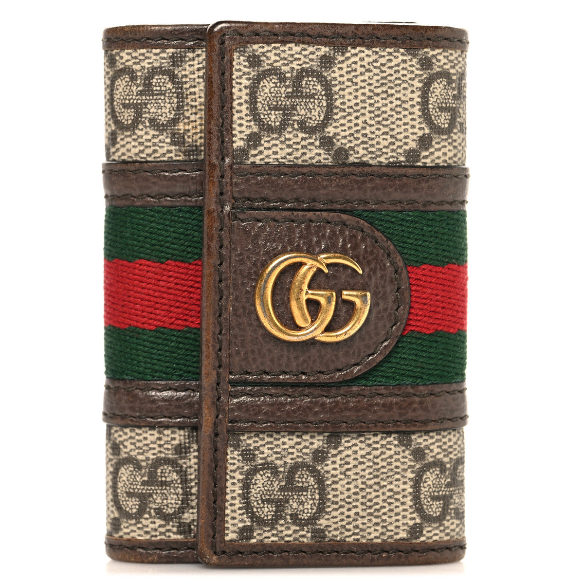 GG Supreme Monogram Web Ophidia 6 Key Holder Case Beige New Acero