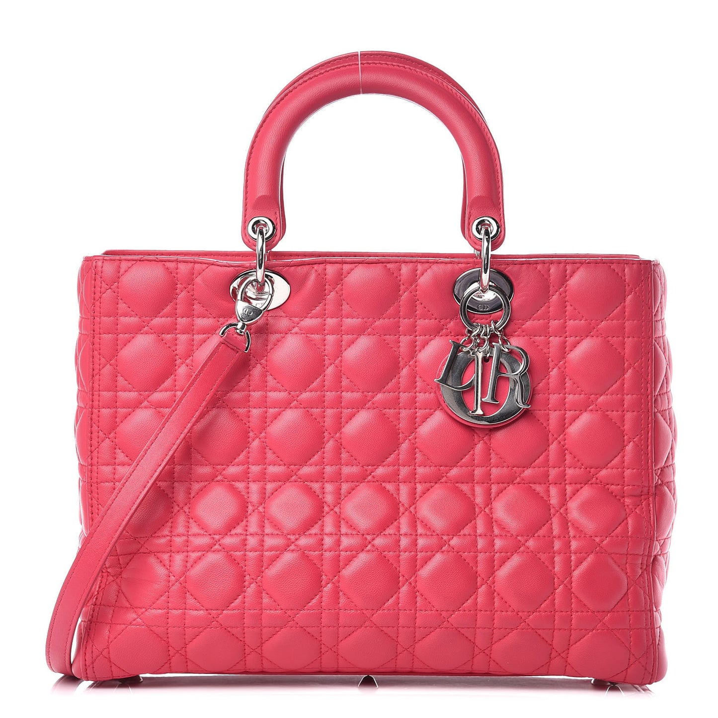 Lambskin Cannage Large Lady Dior Fuchsia