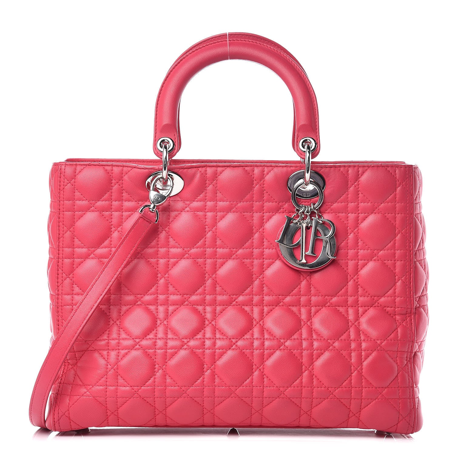 Christian Dior Lambskin Cannage Large Lady Dior Fuchsia 1 of 11