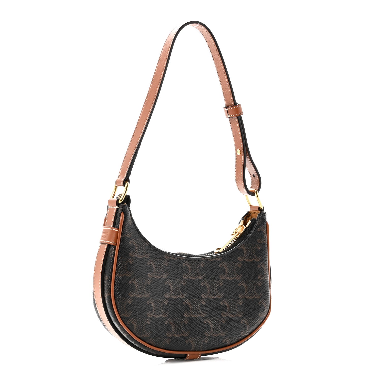 Celine Canvas Calfskin Mini Ava Triomphe Shoulder Bag Tan 3 of 10