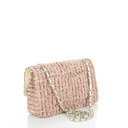 Chanel Tweed Quilted Medium Double Flap Pink Gold 3 of 7