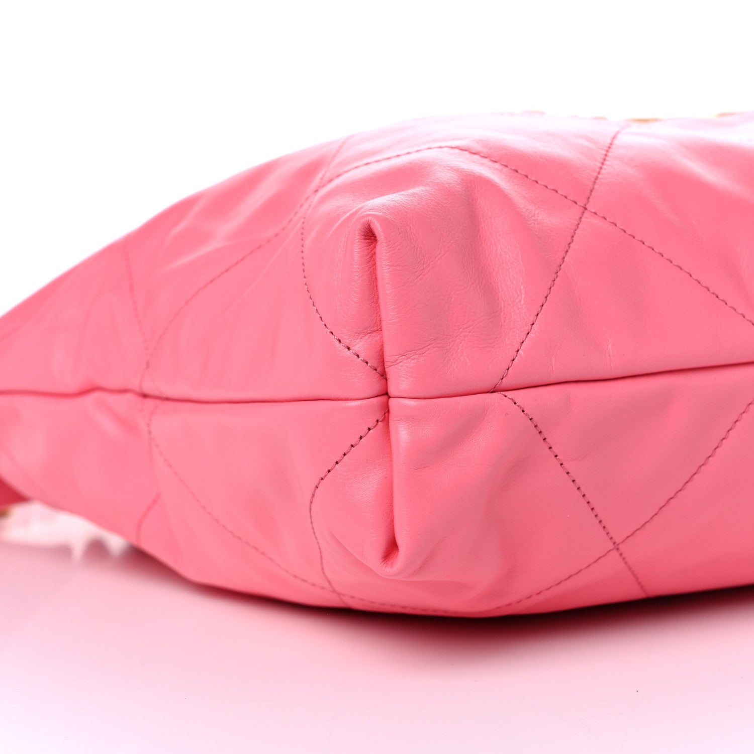 Chanel Shiny Calfskin Quilted Chanel 22 Drawstring Bag Coral Pink 9 of 10