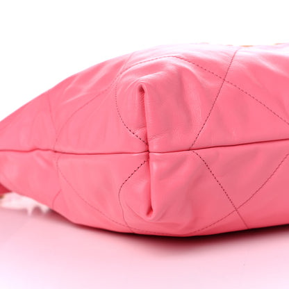 Chanel Shiny Calfskin Quilted Chanel 22 Drawstring Bag Coral Pink 9 of 10