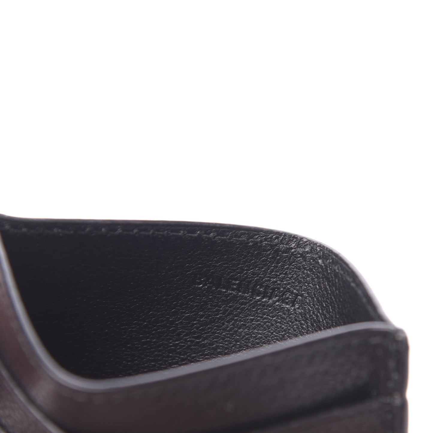 Grained Calfskin Logo Cash Card Holder Black White
