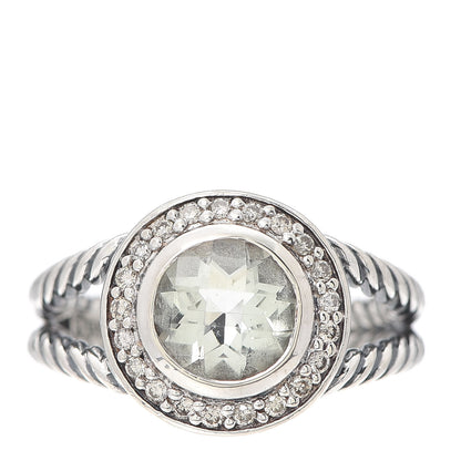 David Yurman Sterling Silver Diamond Prasiolite 8mm Petite Cerise Ring 54 7 1 of 5