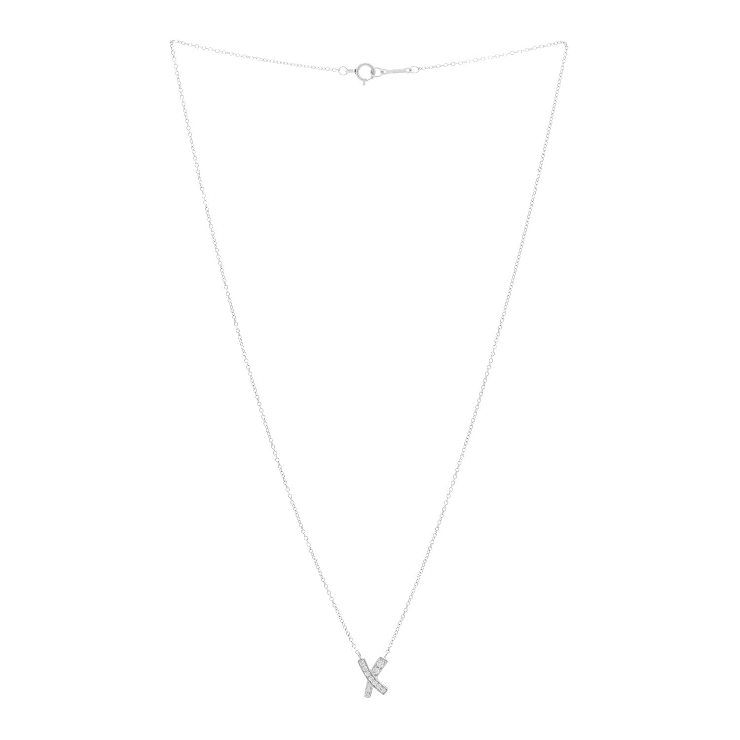 Tiffany Platinum Diamond Paloma Picasso Graffiti X Pendant Necklace 2 of 4