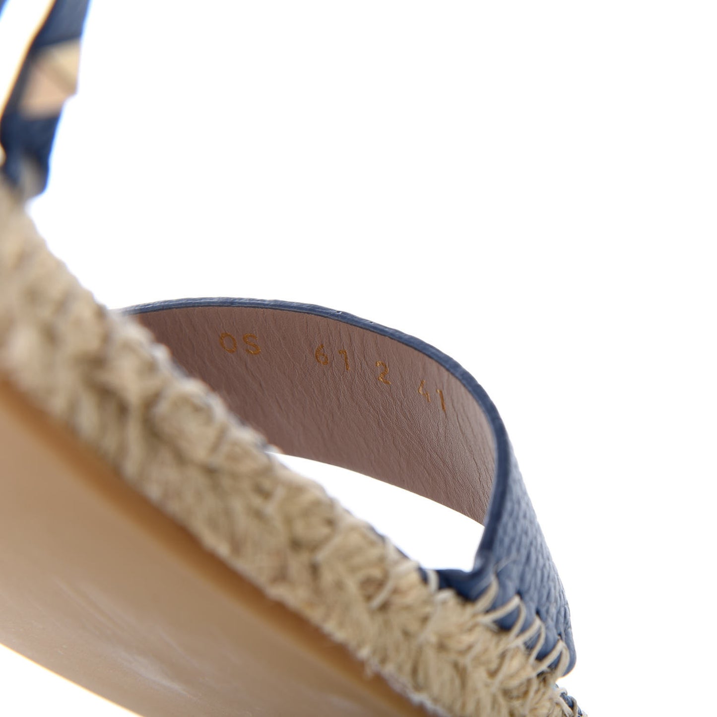 Grained Calfskin Rockstud Ankle Strap Espadrille Flat Sandals 41 Baltique
