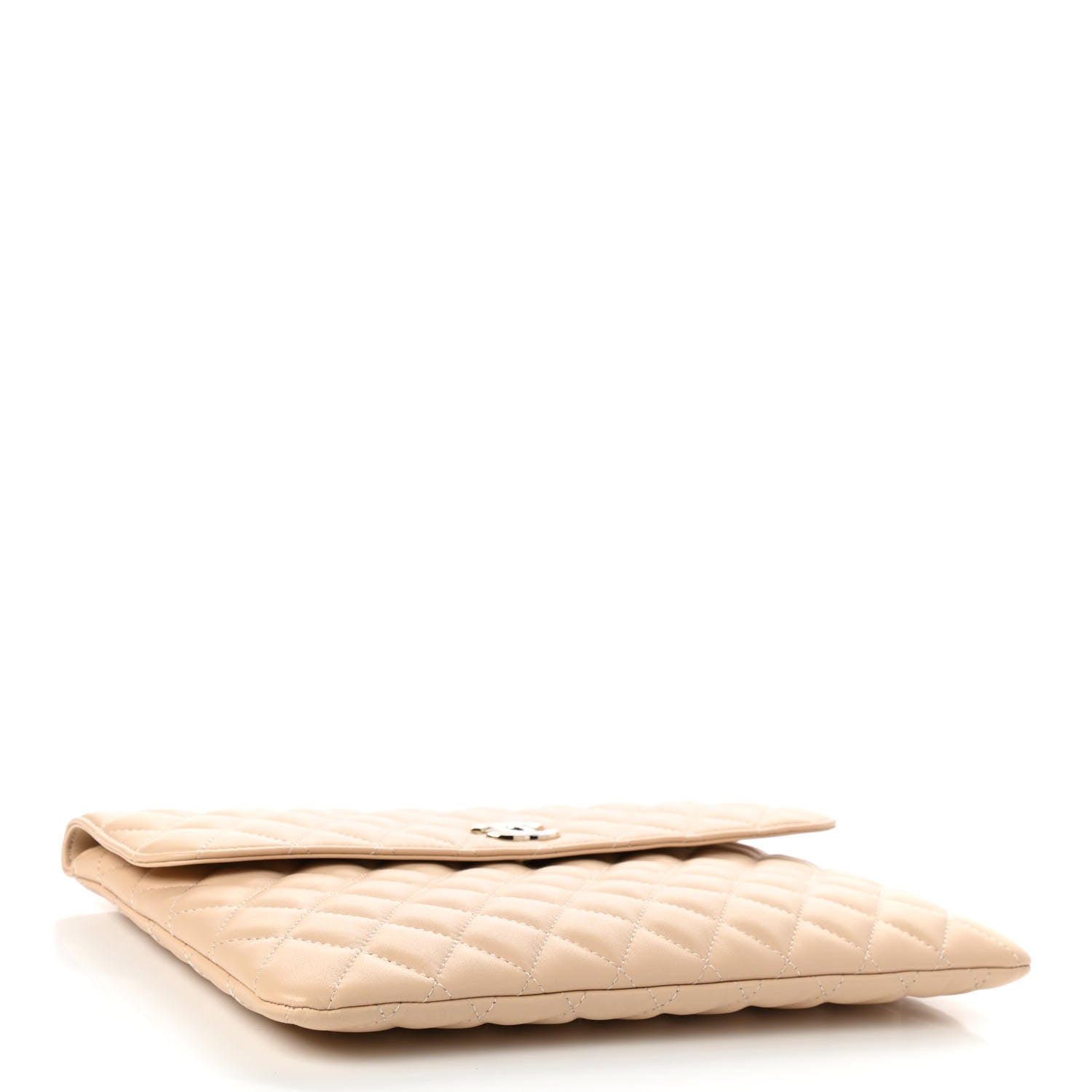 Chanel Lambskin Quilted Flap Clutch Beige 4 of 10
