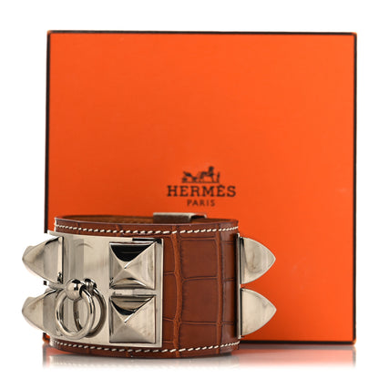 Hermes Shiny Alligator Collier De Chien CDC Bracelet S Fauve 6 of 6