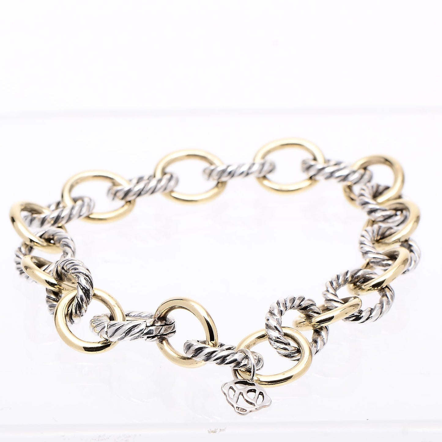 Sterling Silver 18K Yellow Gold 10mm Medium Oval Link Bracelet