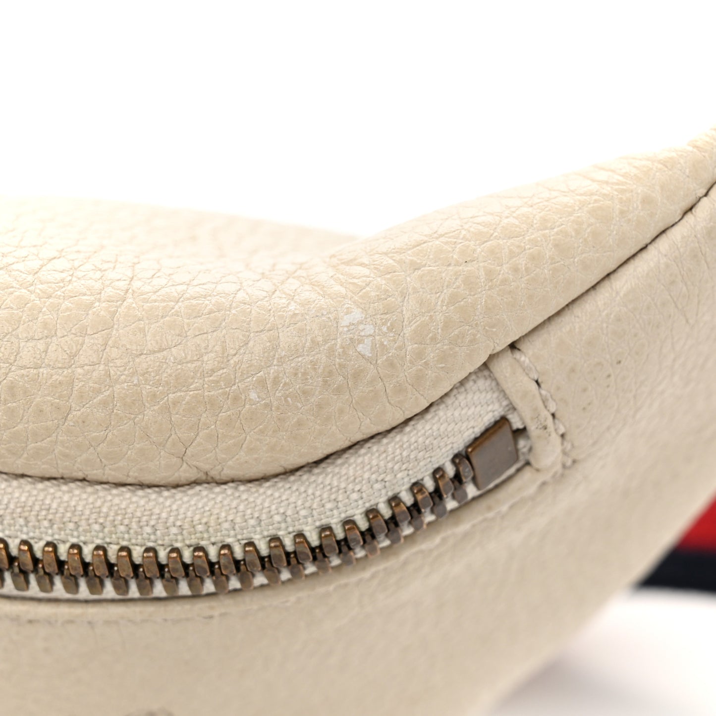 Grained Calfskin Small Logo Belt Bag White