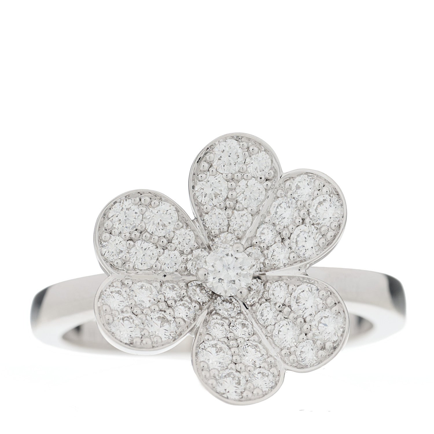 Van Cleef & Arpels 18K White Gold Diamond Small Frivole Ring 57 8 1 of 7