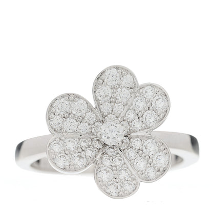 Van Cleef & Arpels 18K White Gold Diamond Small Frivole Ring 57 8 1 of 7