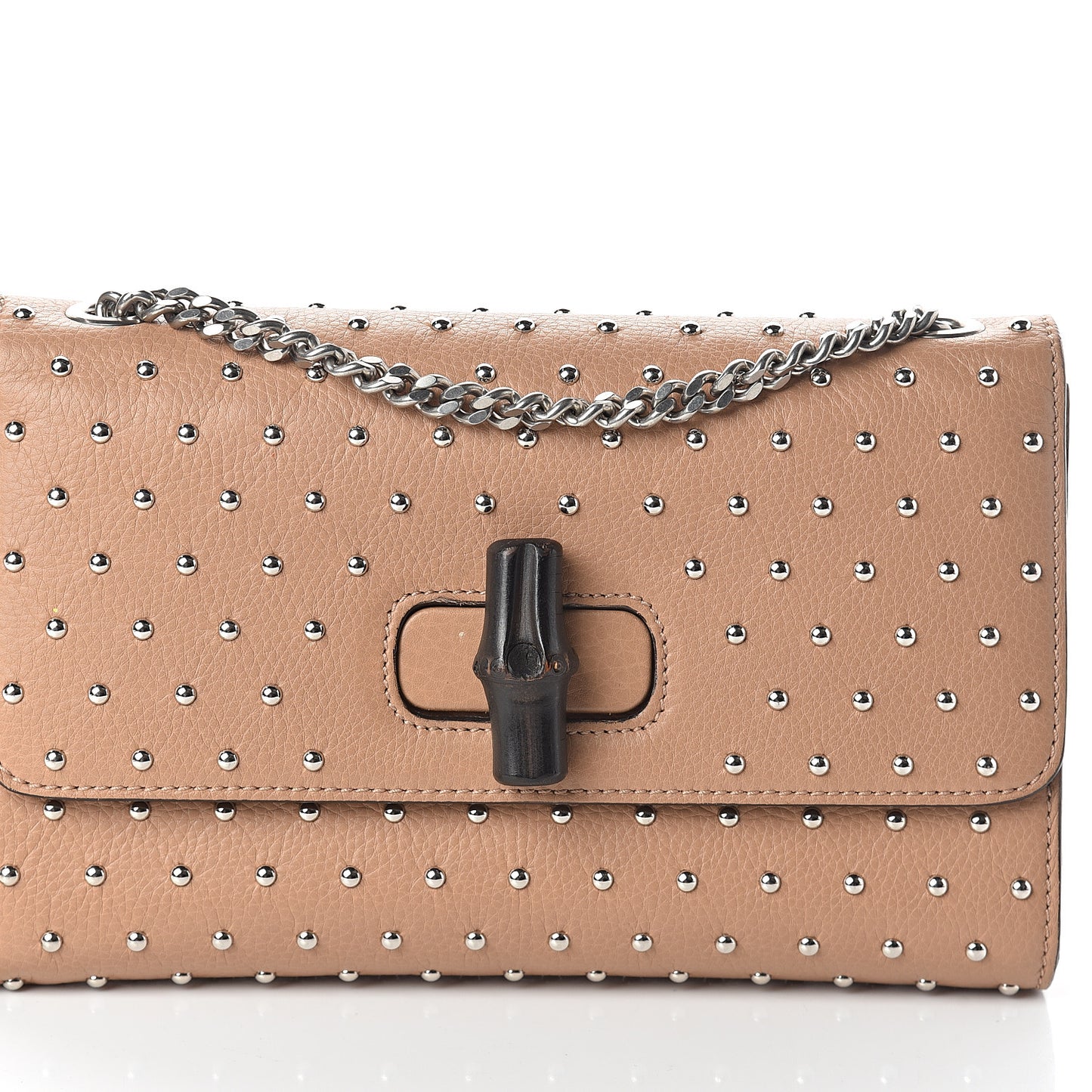Calfskin Studded Medium Miss Bamboo Shoulder Bag Camelia