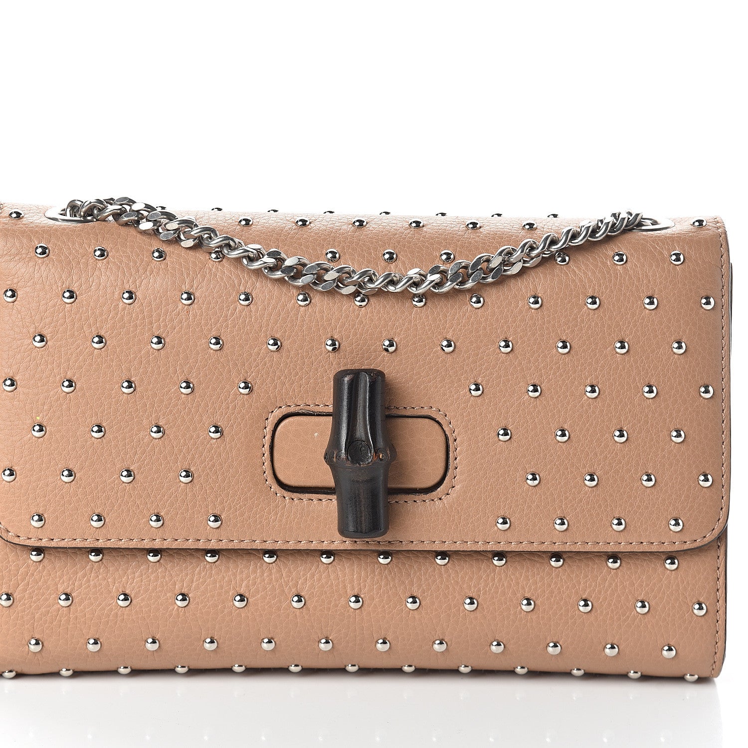 Gucci Calfskin Studded Medium Miss Bamboo Shoulder Bag Camelia 6 of 8