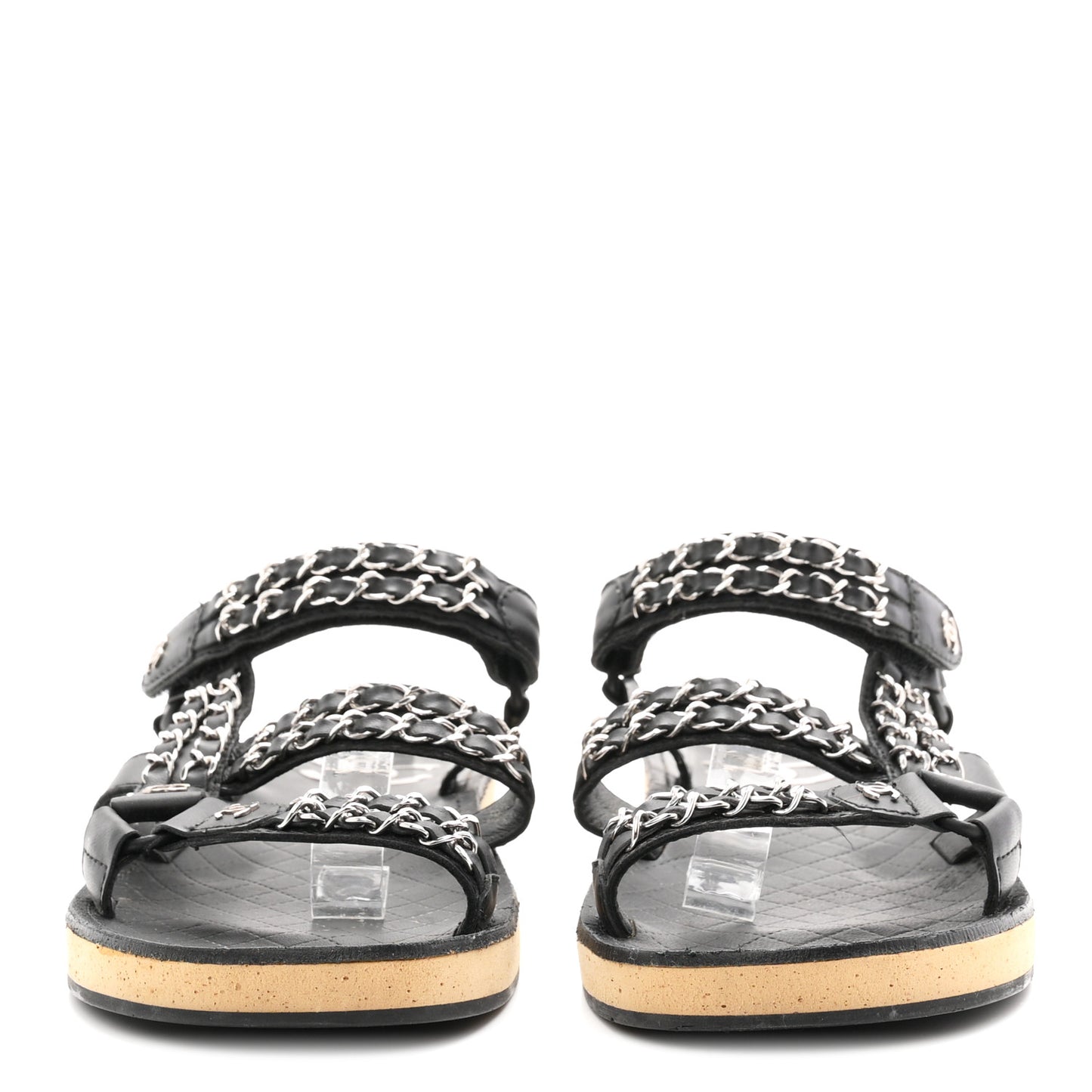 Lambskin Chain Sandals 41 Black