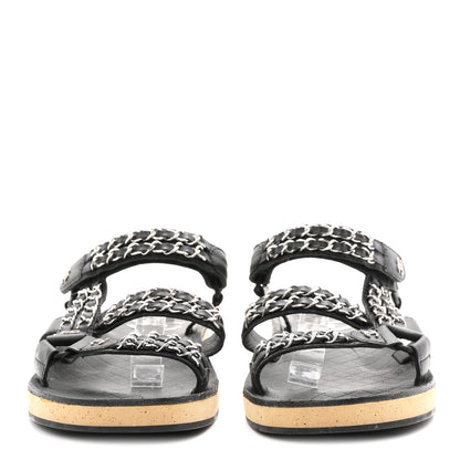 Chanel Lambskin Chain Sandals 41 Black 3 of 9