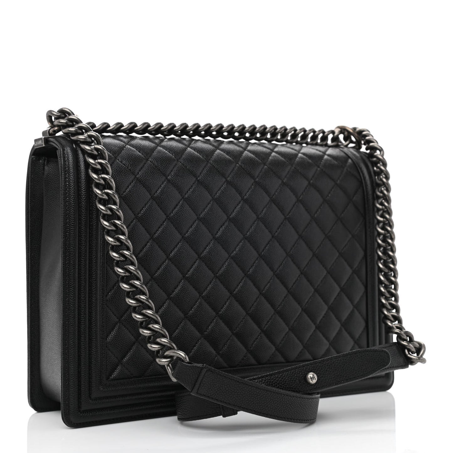 Caviar Quilted Large Boy Flap Black