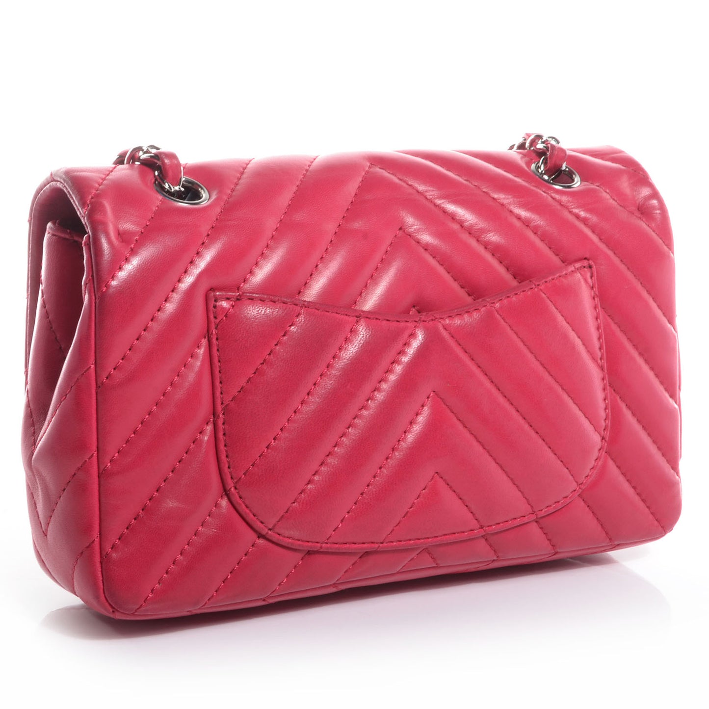 Lambskin Surpique Chevron Medium Flap Dark Pink