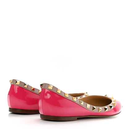 Valentino Garavani Patent Nappa Rockstud Ballerina Flats 37.5 Framboise Poudre 4 of 8