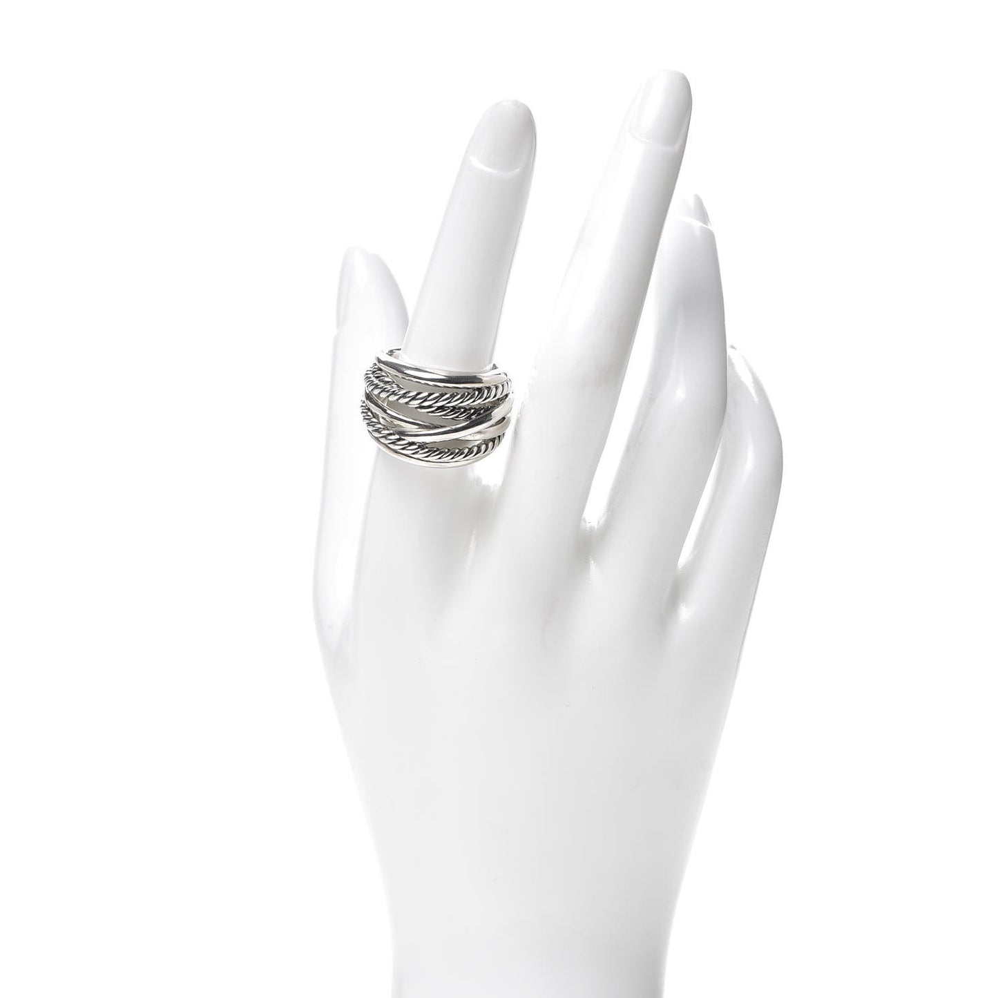 Sterling Silver 18mm Wide Crossover Cable Ring 57 8