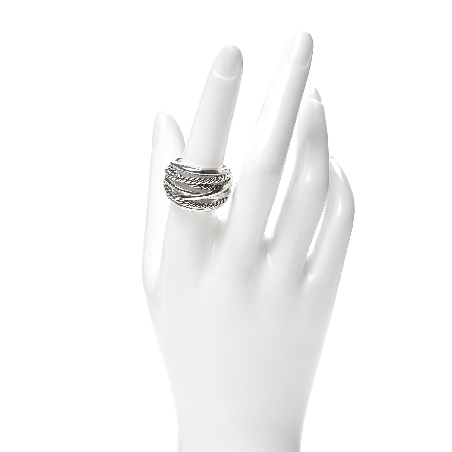 David Yurman Sterling Silver 18mm Wide Crossover Cable Ring 57 8 2 of 4