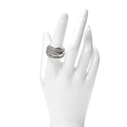 David Yurman Sterling Silver 18mm Wide Crossover Cable Ring 57 8 2 of 4