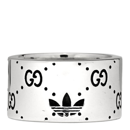 Gucci X ADIDAS Sterling Silver Trefoil GG Monogram Extra Wide Band Ring 56 7.5 1 of 3