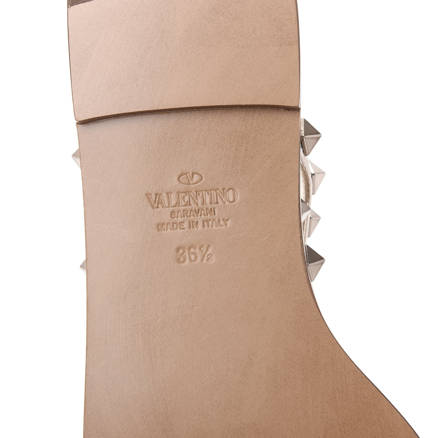 Valentino Garavani Metallic Nappa Rockstud T-Strap Slingback Flat Sandals 36.5 Skin 6 of 8