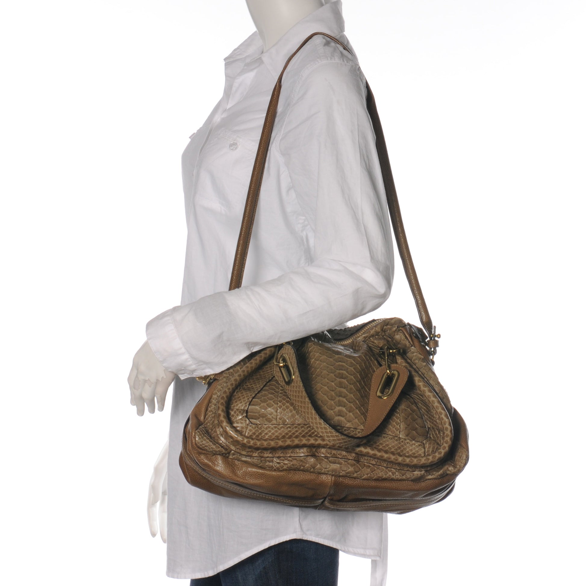 Chloe Python Medium Paraty Dark Khaki 2 of 8