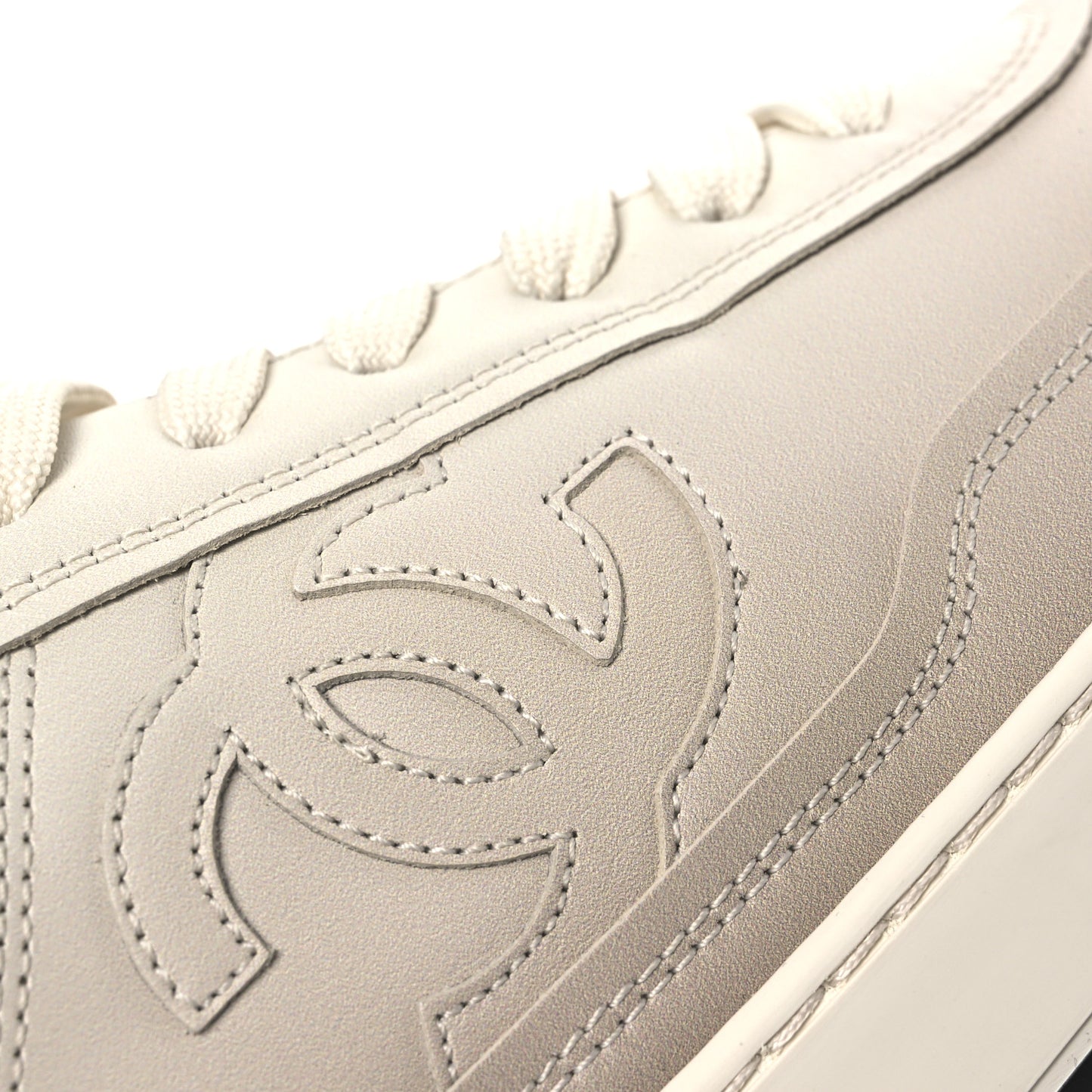 Printed Calfskin Womens CC Logo Sneakers 40 Beige