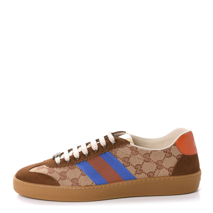 Gucci GG Monogram Suede Web Mens G74 Sneakers 8.5 Beige Ruggine Cuir 1 of 10