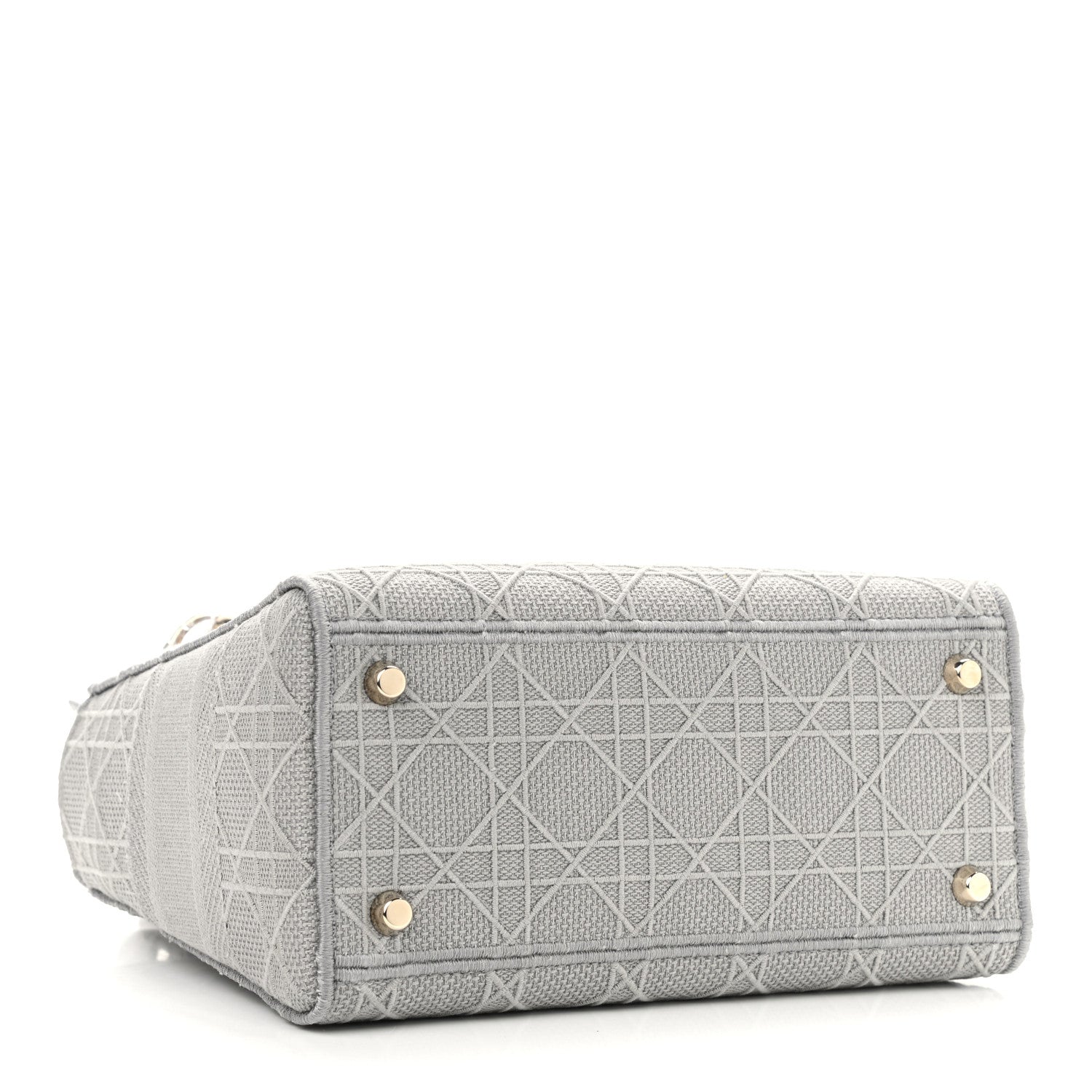 Christian Dior Canvas Embroidered Cannage Medium Lady D-Lite Gray 4 of 11