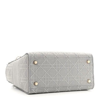 Christian Dior Canvas Embroidered Cannage Medium Lady D-Lite Gray 4 of 11