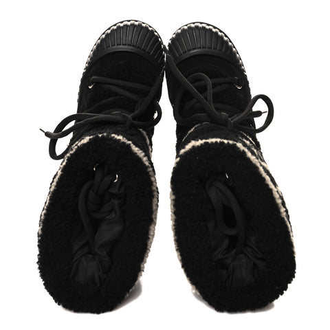 Suede Shearling Polar Flat Half Boots 40 Black