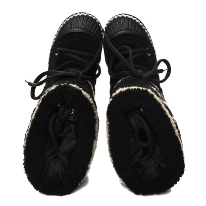 Louis Vuitton Suede Shearling Polar Flat Half Boots 40 Black 2 of 8