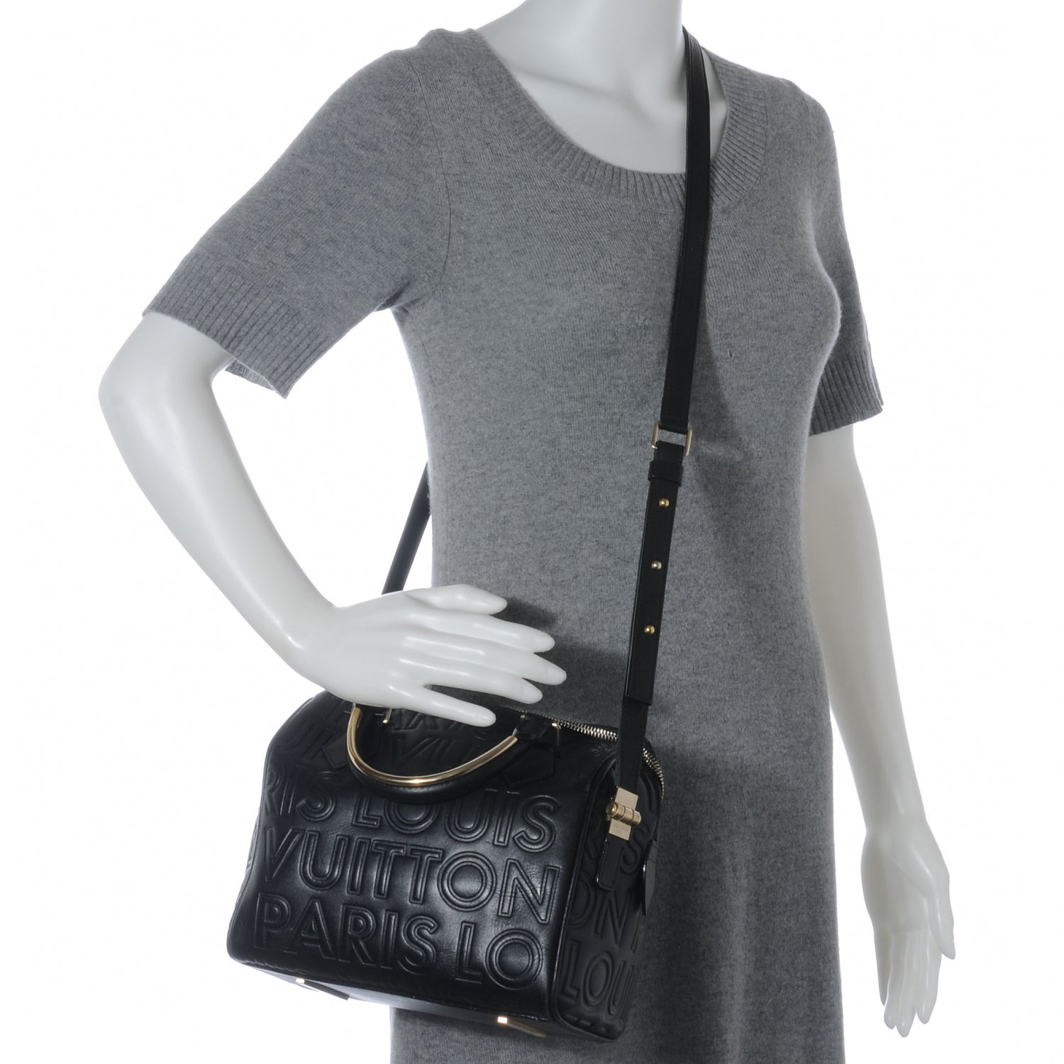 Louis Vuitton Calfskin Embossed Mini Cube Speedy Black 2 of 7