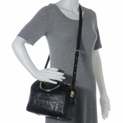 Louis Vuitton Calfskin Embossed Mini Cube Speedy Black 2 of 7