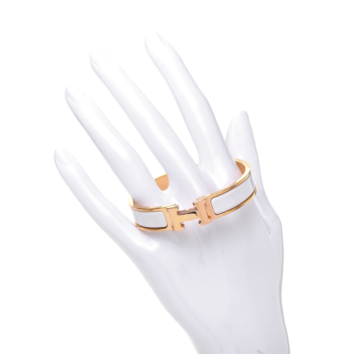Enamel Narrow Clic Clac H Bracelet PM White