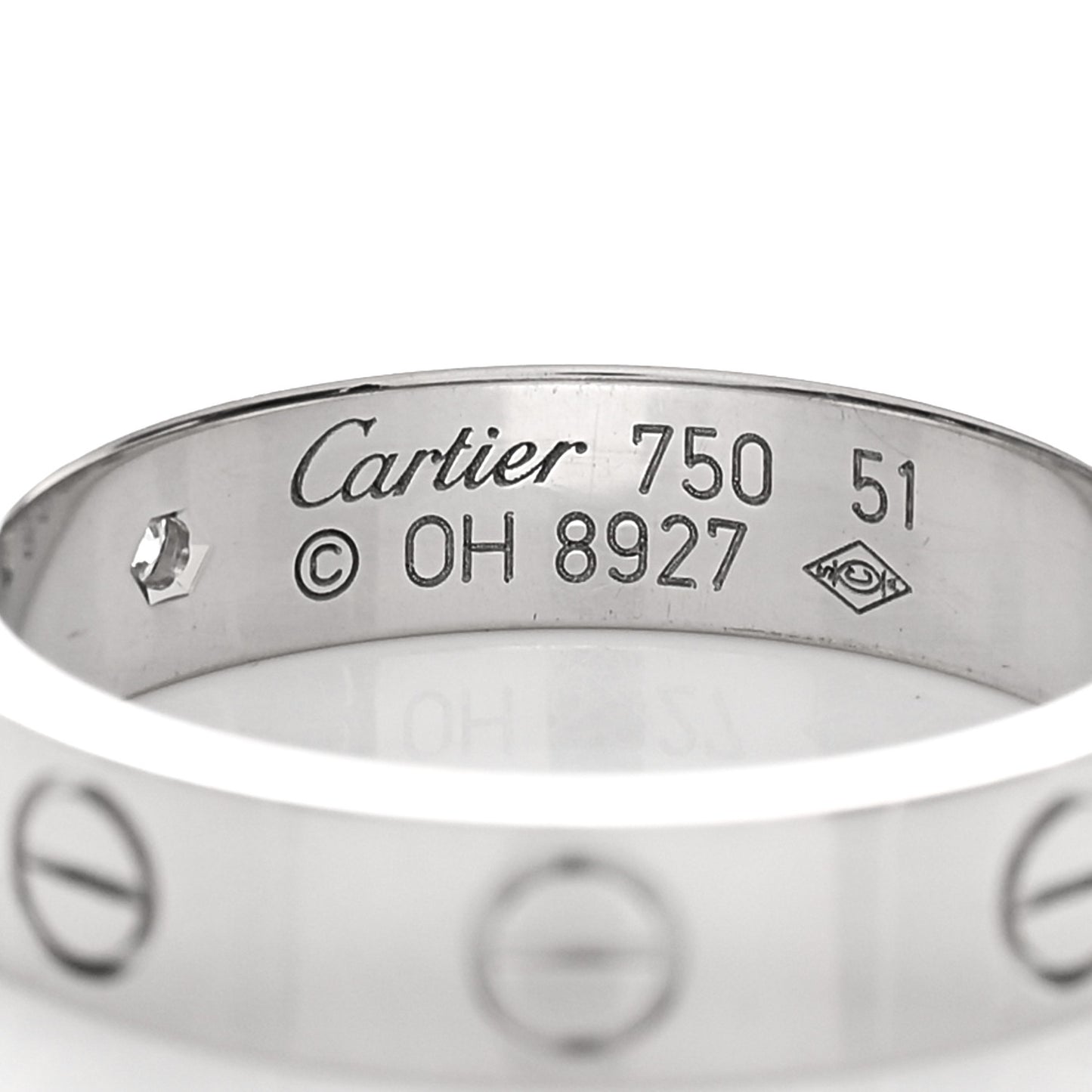 18K White Gold Diamond 4mm LOVE Wedding Band Ring 51 5.75