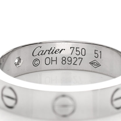 Cartier 18K White Gold Diamond 4mm LOVE Wedding Band Ring 51 5.75 4 of 5