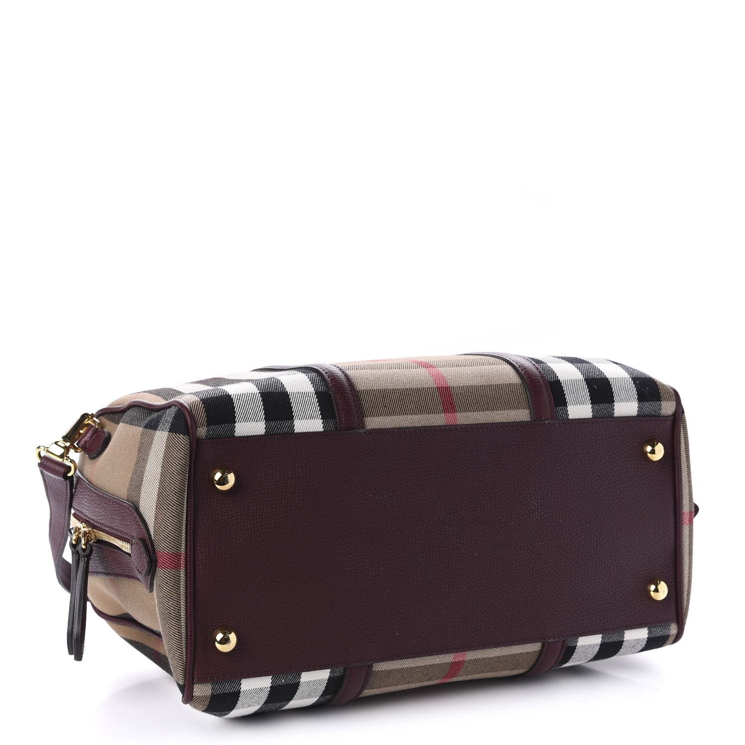 Burberry House Check Derby Calfskin Medium Alchester Bowling Bag Mahogany Red 4 of 9
